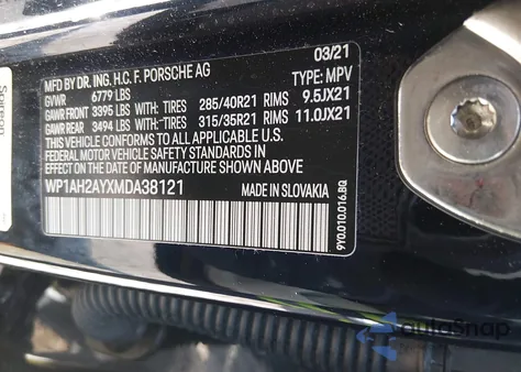 2021 Porsche Cayenne E-Hybrid Turbo S z USA, uszkodzony, nr VIN WP1AH2AYXMDA38121